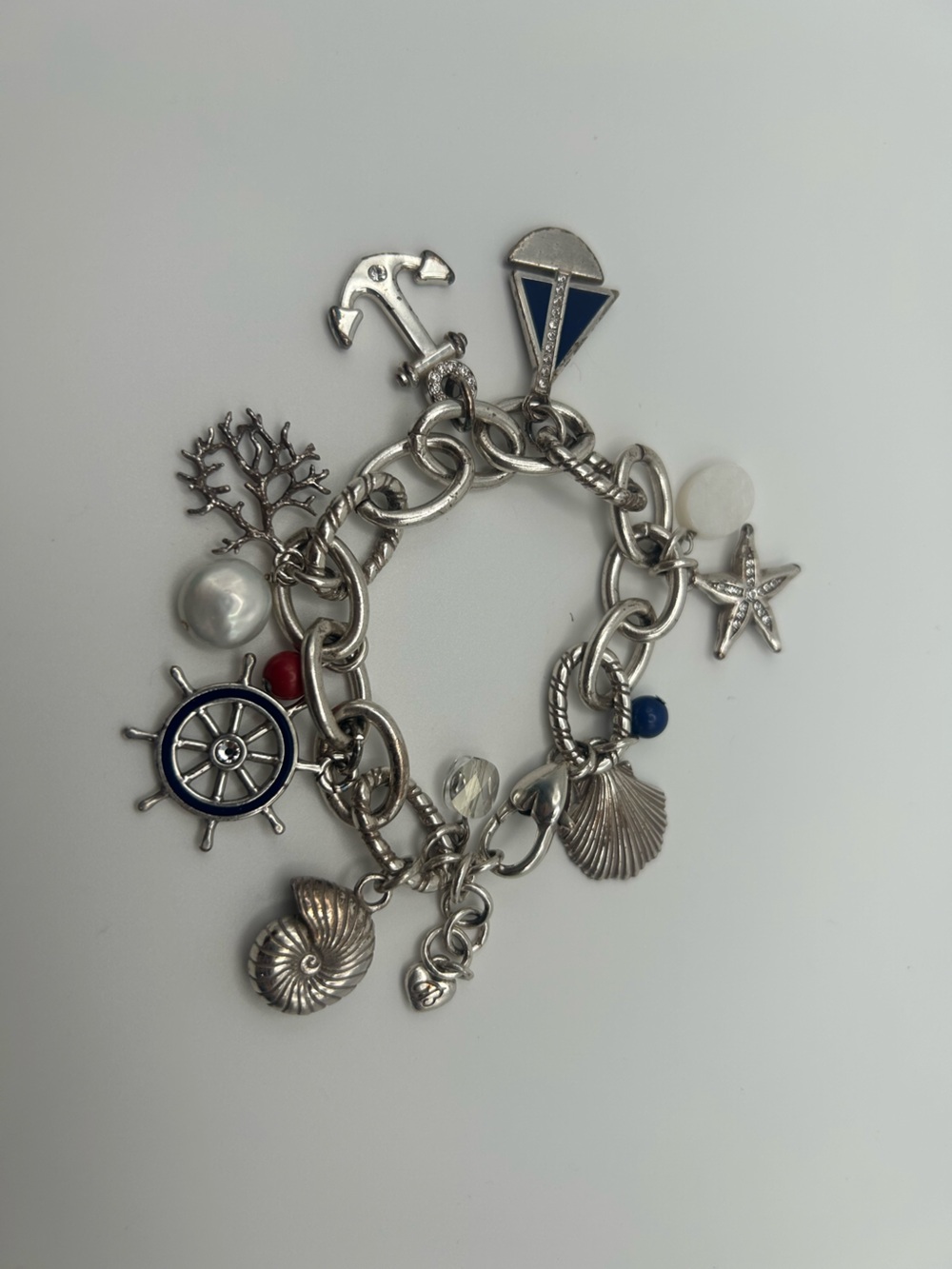 Brighton Retired Silver Plated Nautical Charm Bracelet Vintage 2000’s